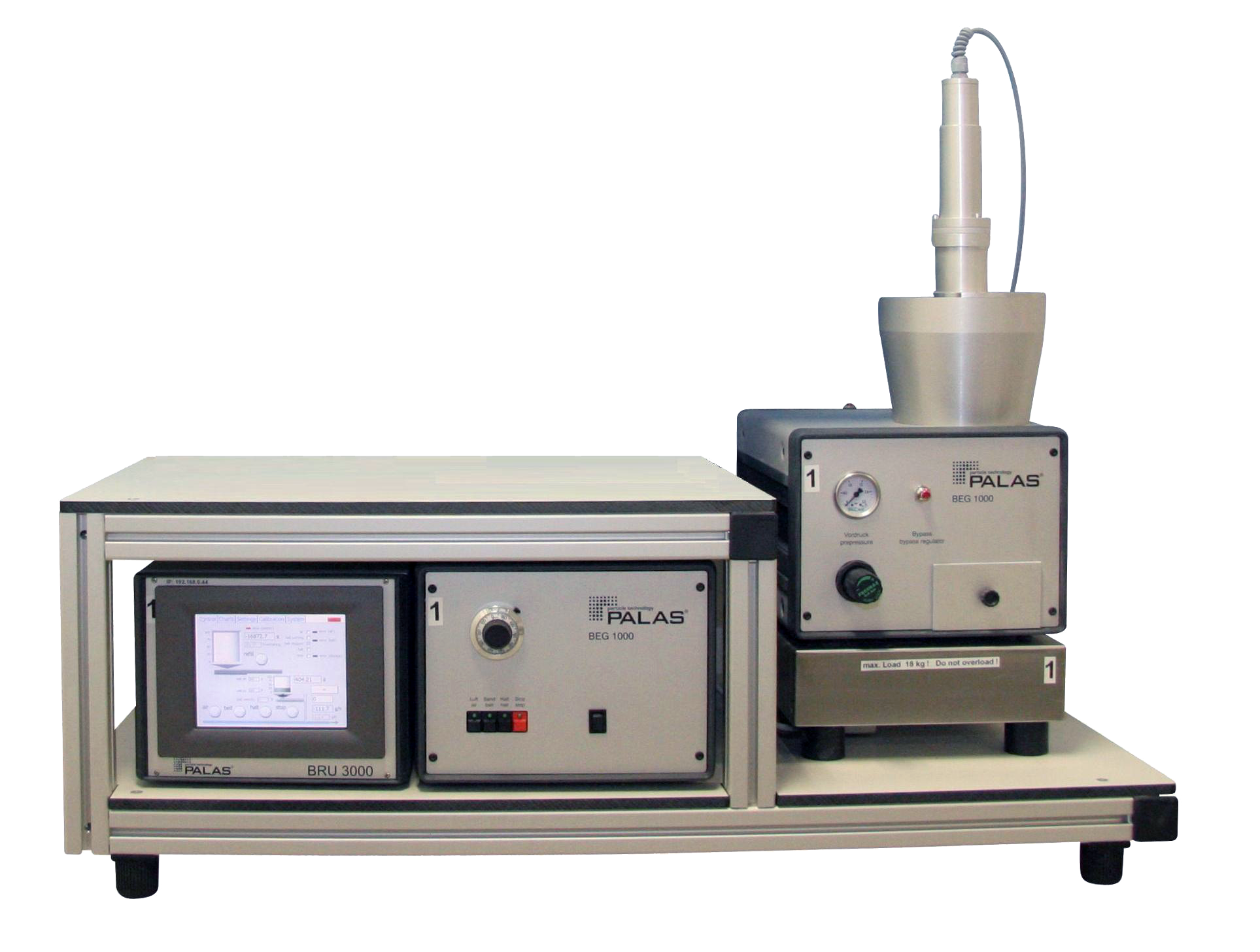BEG 2000: Erzeugt Test-Pr&uuml;faerosole aus Pulvern, St&auml;uben, Pollen. Massenstrom 8 g/h - 7,3 kg/h.