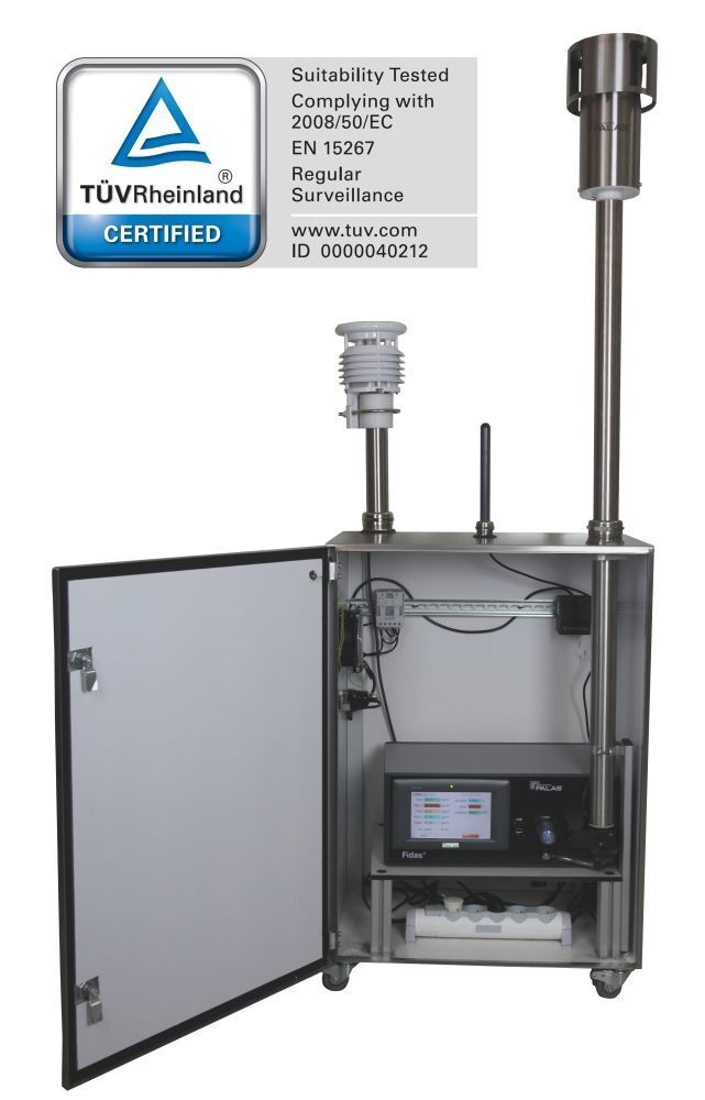 Zertifiziertes Feinstaubmessgerät Fidas 200, TÜV Rheinland-zertifiziert, TÜV Zertifikat, Feinstaubmessgerät, Feinstaub messen, Umwelttechnologie, Luftqualität, PM2,5, PM10  Certified fine dust measurement device Fidas 200, TÜV Rheinland certified, air qua