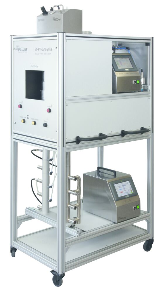 Filterpr&uuml;fstand, Filtermedienpr&uuml;fstand, Filterpr&uuml;fsystem, Filtermedien, Streulichtspektrometer, Aerosolgenerator, Aerosolkonzentration, Aerosolerzeugung, Aerosolneutralisierung, Partikelgr&ouml;&szlig;enanalyse, Fraktionsabscheidegradbestimmung, Mess- und Regeltechn